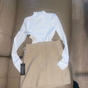 Babaton contour White top and Beige Skirt